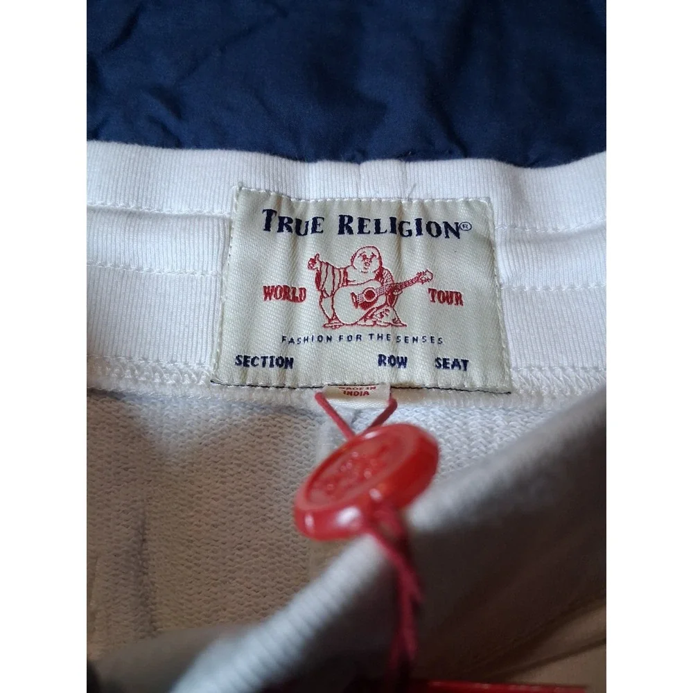 NWT True Religion Jogger Pants XL White Sweatpants‎ Cotton Blend Men's Lounge